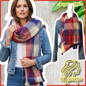 Manhattan Scarf Company NEW - Blanket scarf - checkered - fringe -